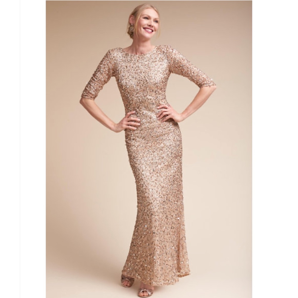 NWT BHLDN Gold Sequin Tirage Dress Size 6